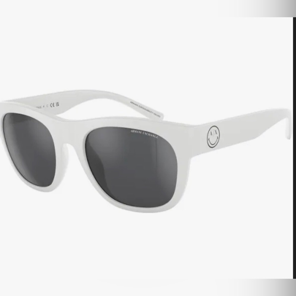Armani Exchange Man‎ Matte White Frame Grey Mirror Silver Lenses Sunglasses new